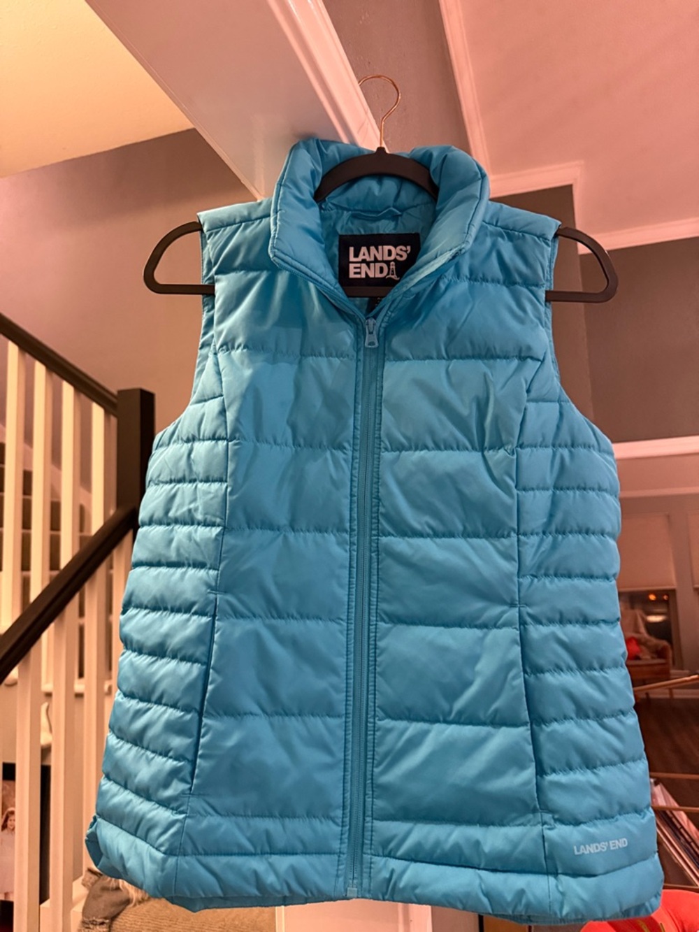 Lands' End Bright Turquoise Packable Puffer Vest